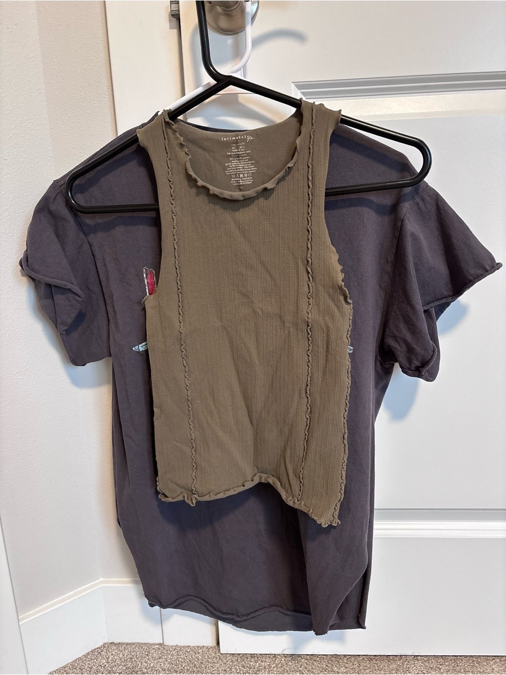 Free People olive green ribbed cropped tank top